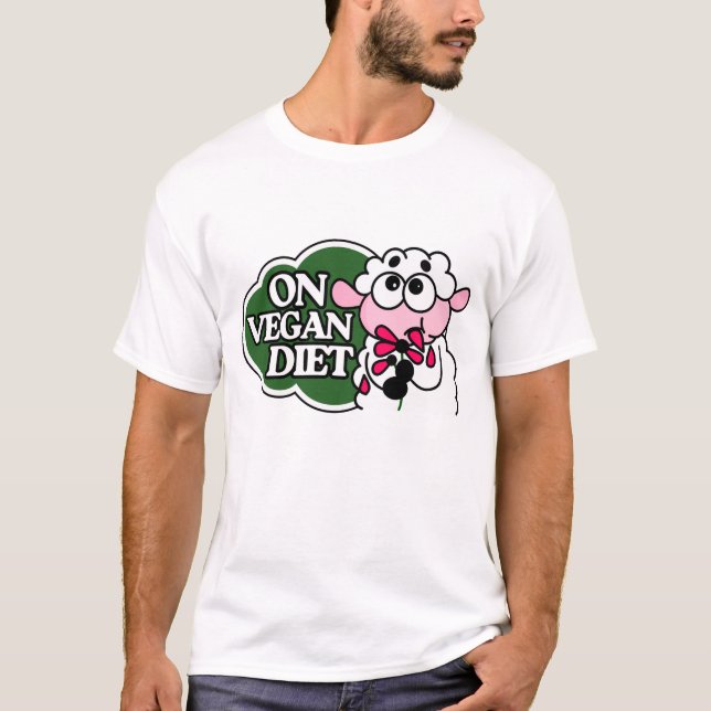 Camiseta Sheep Eating Flower Saying “On Vegan Diet”  (Anverso)