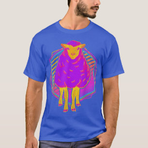 Camiseta Sheep Lover 80s Vaporwave Art Farm Animal Farmer S