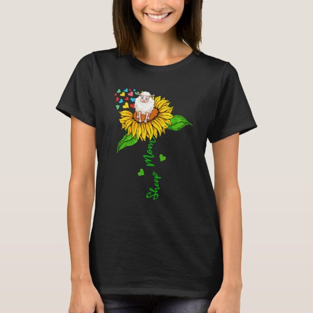 Camiseta Sheep Mom Cute Farm Animals On Sunflower Farmer Mo (Anverso)