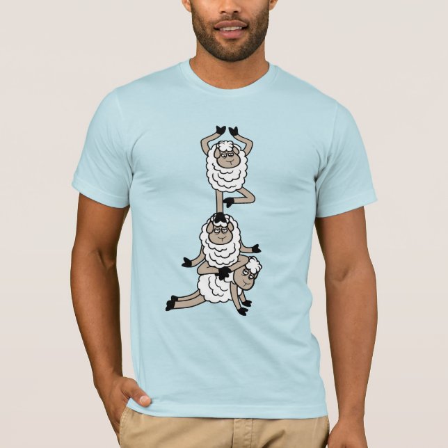 Camiseta Sheep Tower Tired Bored Exhausted Yoga Meditation  (Anverso)