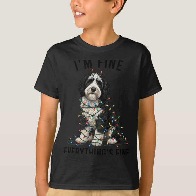 Camiseta Sheepadoodle Christmas I'm Fine Everything Is Fine (Anverso)