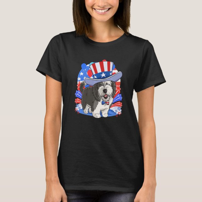 Camiseta Sheepadoodle Patriotic Uncle Sam 4th Of July Ameri (Anverso)