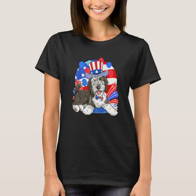 Camiseta Sheepadoodle Patriótico Tío Sam 4 De Julio Ameri (Anverso)