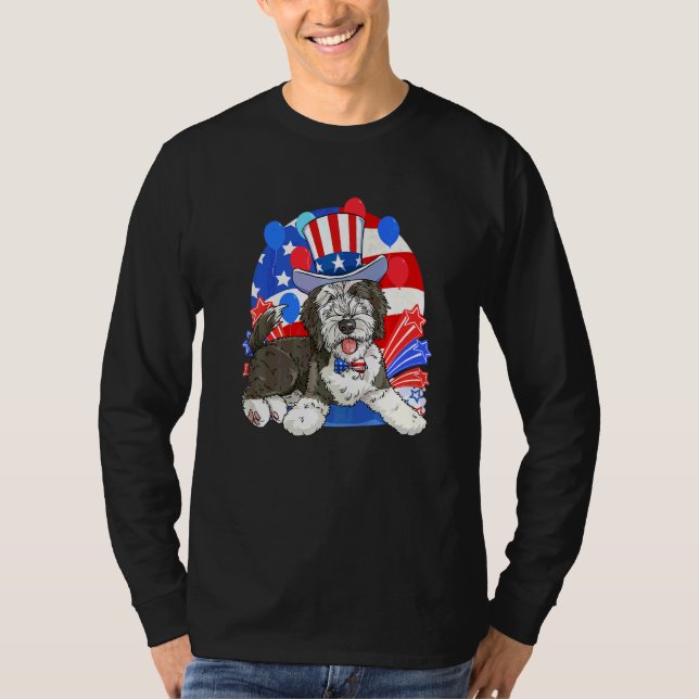 Camiseta Sheepadoodle Patriótico Tío Sam 4 De Julio Ameri (Anverso)