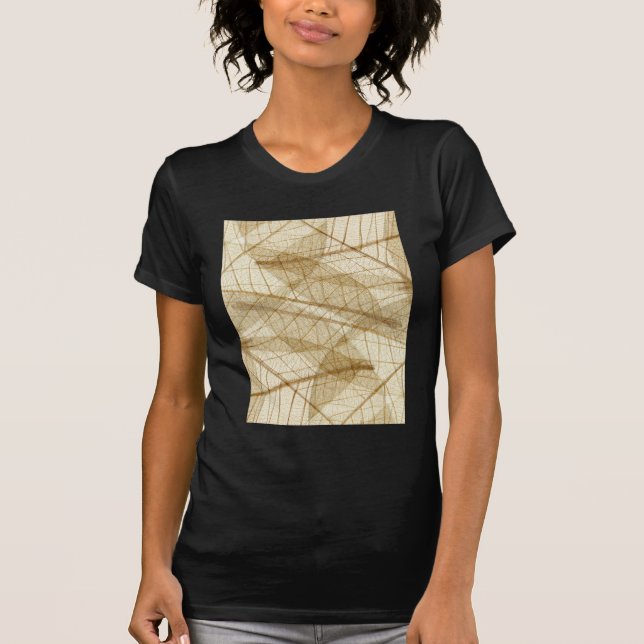 Camiseta Sheer Cream Beige Lace Leaves (Anverso)
