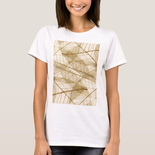 Camiseta Sheer Cream Beige Lace Leaves (Anverso)