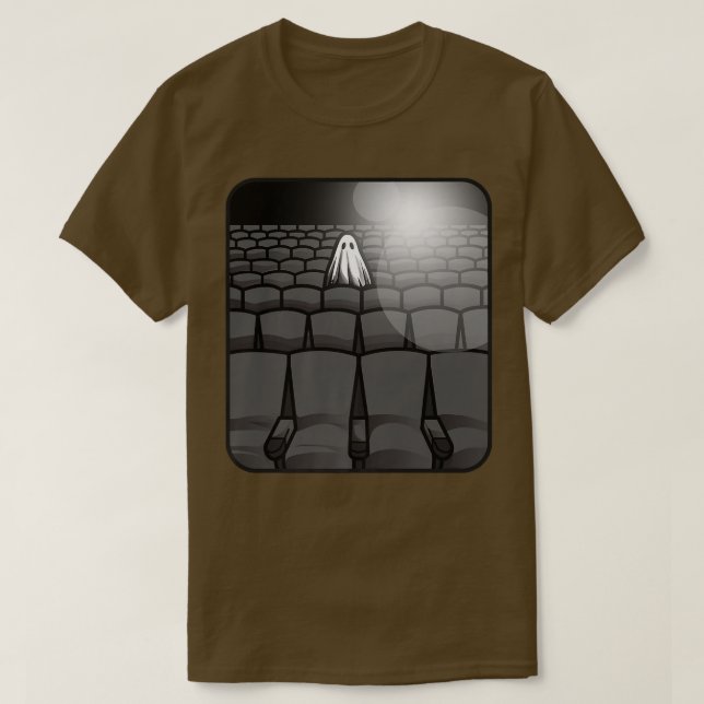 Camiseta Sheet Ghost Haunted Movie Theater Sad Spooky Theat (Diseño del anverso)