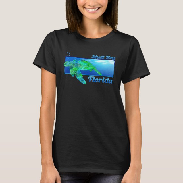 Camiseta Shell Key Florida Nadando Turba del Mar (Anverso)