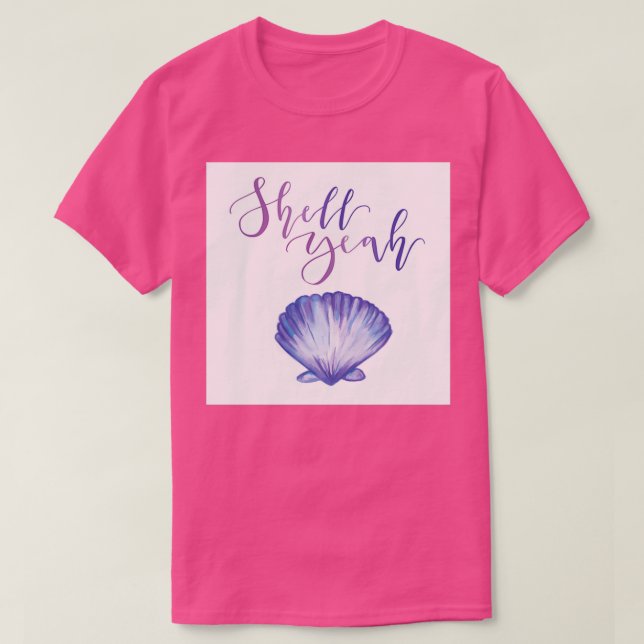 Camiseta Shell sí impresión de la cáscara de sirena púrpura (Diseño del anverso)