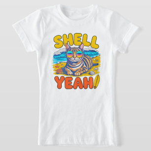 Camiseta Shell Yeah Verano Gato – Chica Fresca de Vacacione
