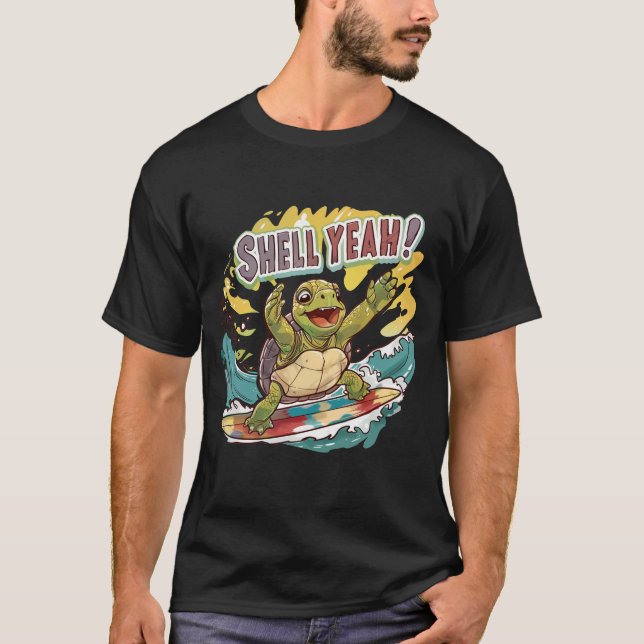 Camiseta Shell Yes Turtle Surfing (Anverso)