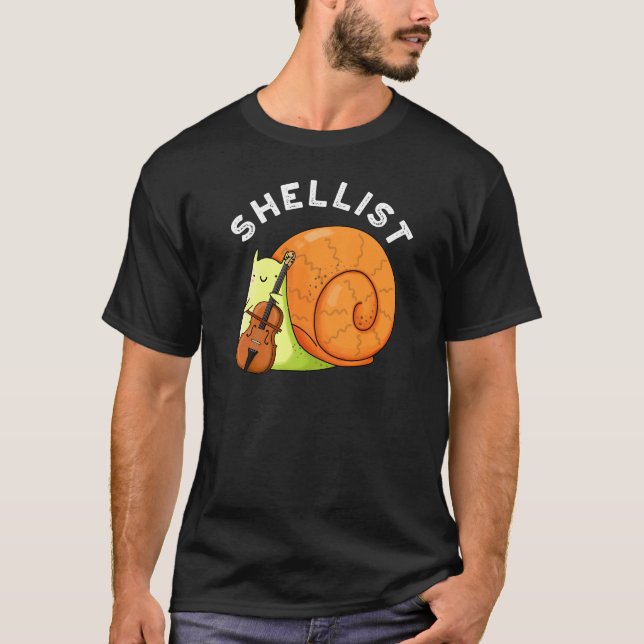 Camiseta Shellist Funny Snail Cello Pun Dark BG (Anverso)