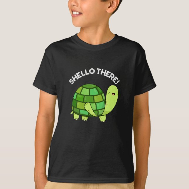 Camiseta Shello Ahí Funny Tortoise Pun Dark BG (Anverso)