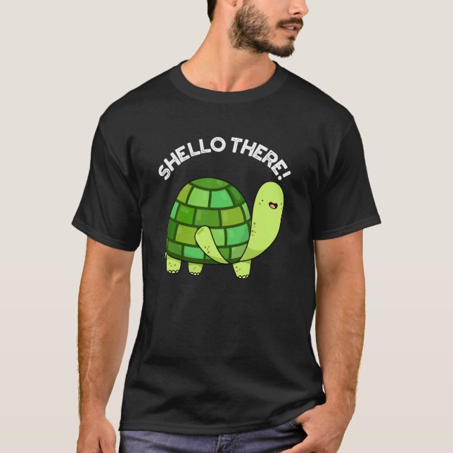 Camiseta Shello Ahí Funny Tortoise Pun Dark BG (Anverso)