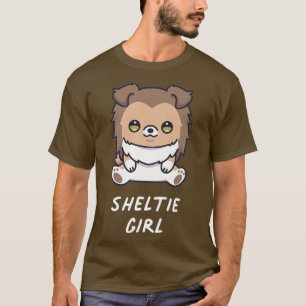 Camiseta Sheltie Chica Kawaii Shetland Sheepdog Anime Dog L