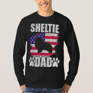 Camiseta Sheltie Dad Dog ama la bandera estadounidense
