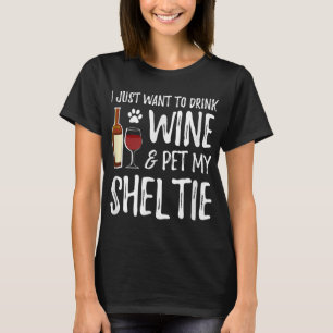 Camiseta Sheltie Dog Lover Wine Funny Dog Mom Gift