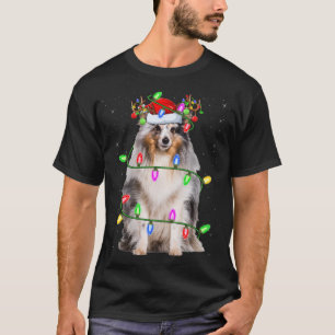 Camiseta Sheltie Dog Lover Xmas iluminando Santa Sheltie Ch