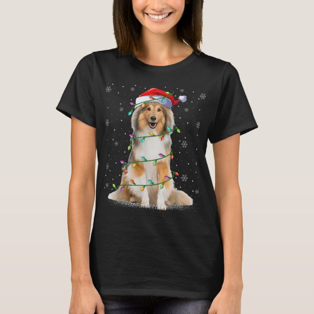 Camiseta Sheltie Dog Lover Xmas Lighting Santa Sheltie Chri (Anverso)