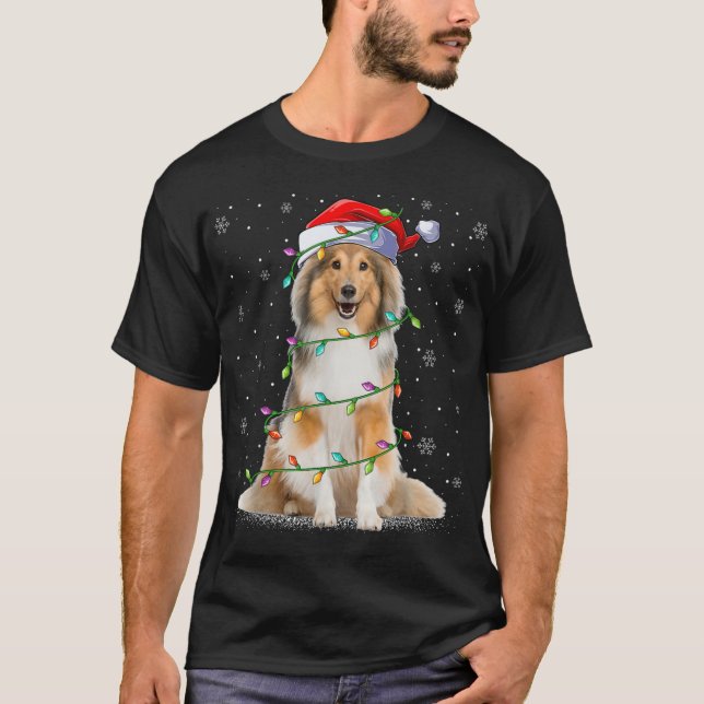 Camiseta Sheltie Dog Lover Xmas Lighting Santa Sheltie Chri (Anverso)