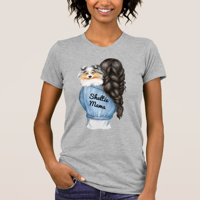 Camiseta Sheltie Mama Black Hair w Merle Shetland Sheepdog (Anverso)