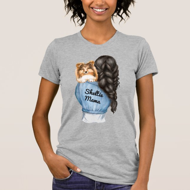 Camiseta Sheltie Mama Black Hair w Sable Shetland Sheepdog (Anverso)