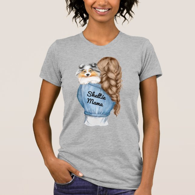 Camiseta Sheltie Mama Brown Hair w Merle Shetland Sheepdog (Anverso)