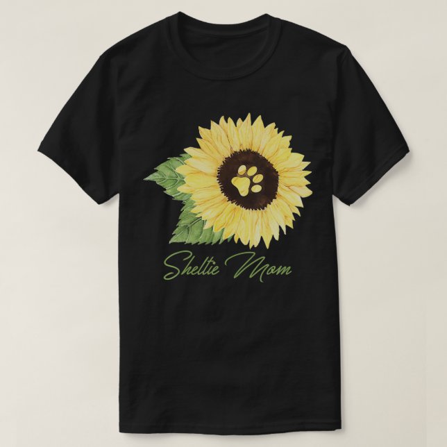 Camiseta Sheltie Mom Shetland Sheepdog Mama Dog Lover Sunfl (Diseño del anverso)