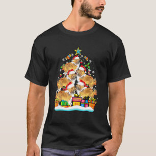 Camiseta Sheltie Navidad Árbol Santa Hat Decoraciones navid