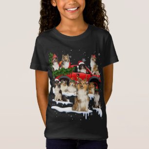 Camiseta Sheltie Perro Rojo Camión Árbol de Navidad Santa U