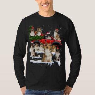 Camiseta Sheltie Perro Rojo Camión Árbol de Navidad Santa U