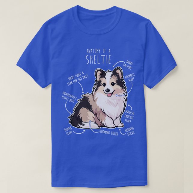 Camiseta Sheltie Shetland Sheepdog Anatomía 5 (Diseño del anverso)