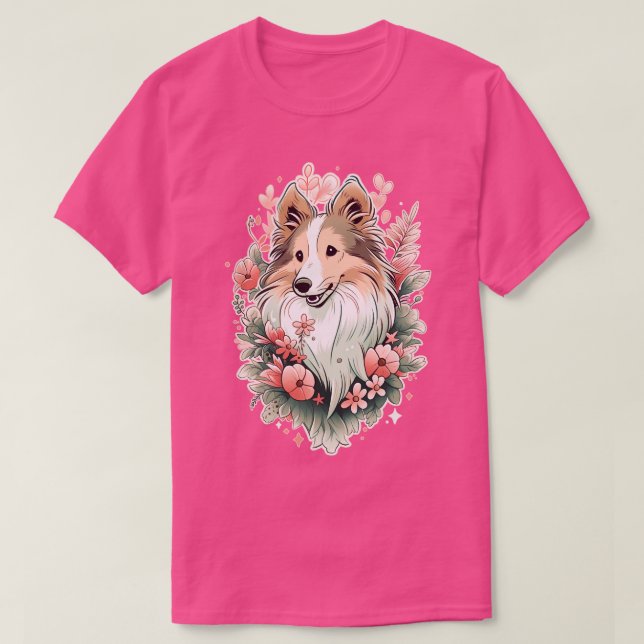 Camiseta Sheltie Shetland Sheepdog Pastel (Diseño del anverso)