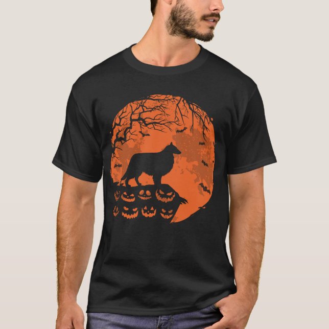 Camiseta Sheltie Y Moon Halloween Dog Lover Gift (Anverso)