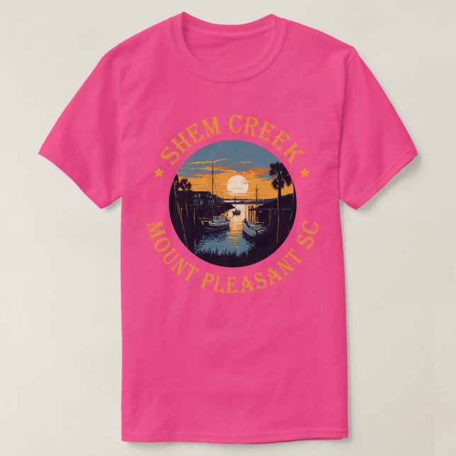 Camiseta Shem Creek Sunset Mount Pleasant SC Gold Version (Diseño del anverso)