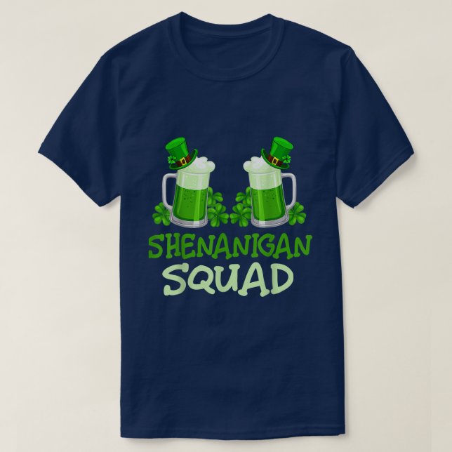 Camiseta Shenanigan Squad Beer Leprechaun Hat Shamrock  (Diseño del anverso)
