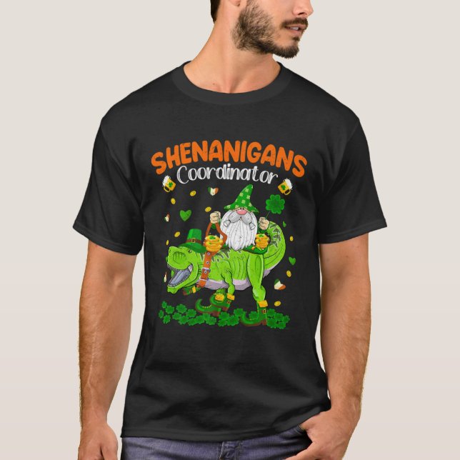 Camiseta Shenanigans Coordinator St Patrick's Day Dinosaur  (Anverso)