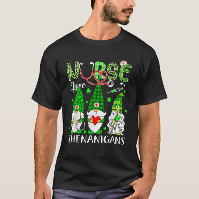 Camiseta Shenanigans Gracioso Amor Gnomes Enfermera St Patr (Anverso)