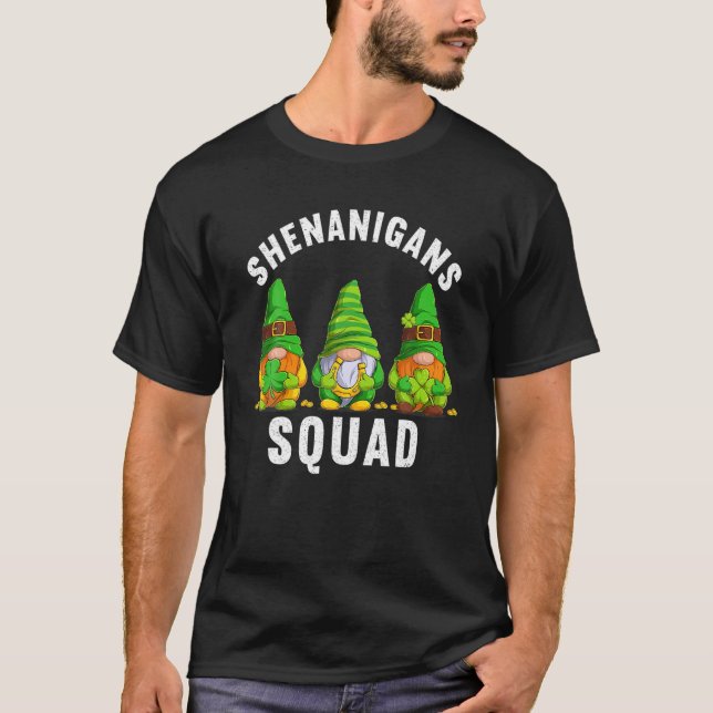 Camiseta Shenanigans Squad Irish Tee Funny Gnomes Saint Pat (Anverso)