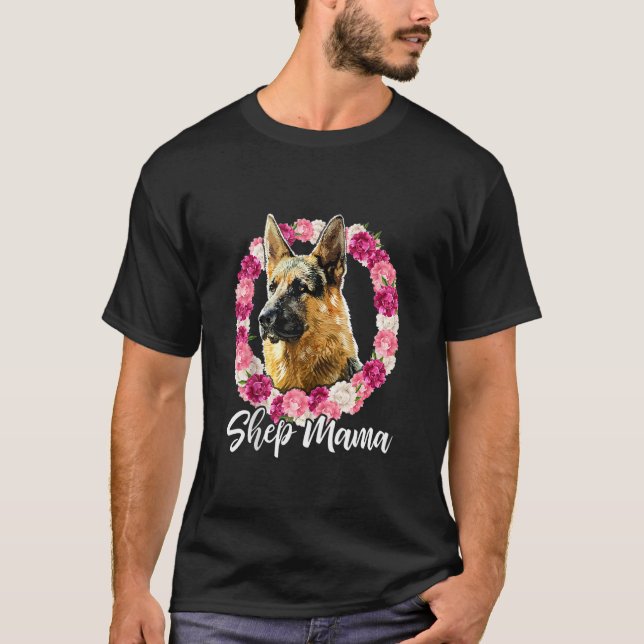 Camiseta Shep Mama Floral German Shepherd Mama Shirt Dog W (Anverso)