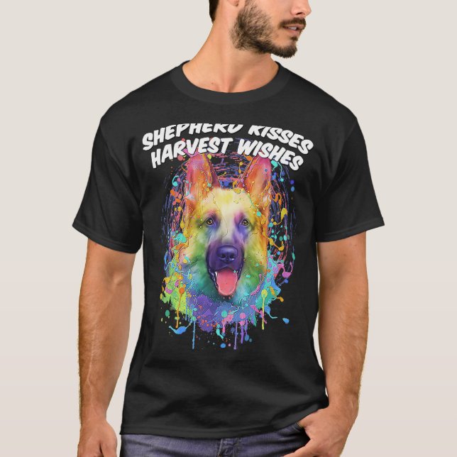 Camiseta Shepherd Kisses Harvest Wishes German Shepherd Ani (Anverso)
