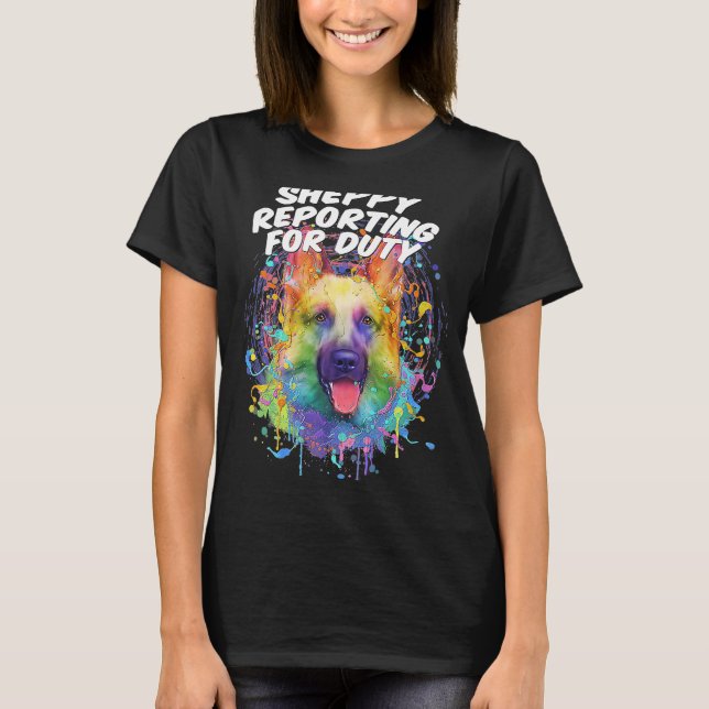 Camiseta Sheppy Reporting para el Pastor alemán de servicio (Anverso)