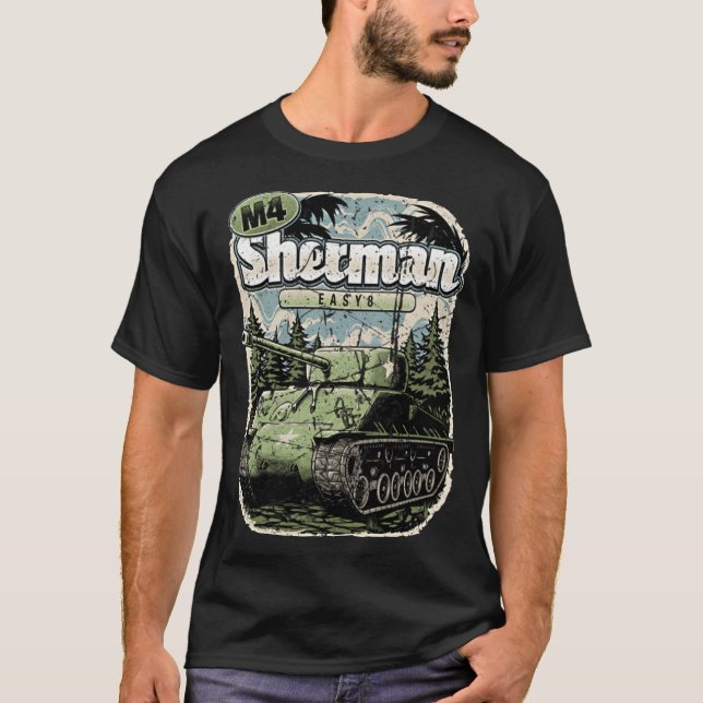 Camiseta SHERMAN Battle Tank M4 WW2 M4A3E8 fácil 8 cosecha  (Anverso)