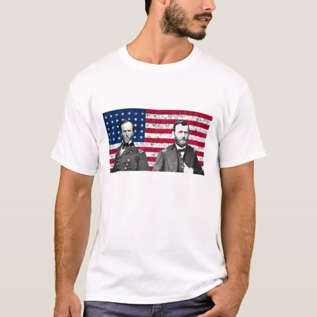 Camiseta Sherman y Grant con la bandera americana (Anverso)