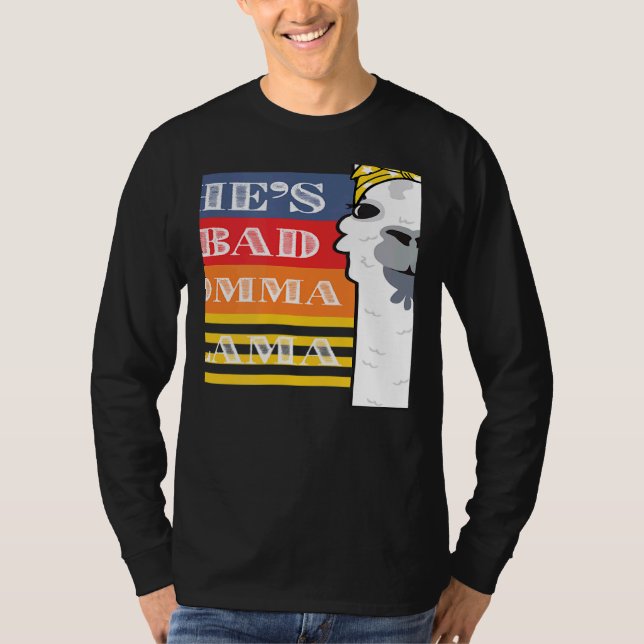 Camiseta She's a Bad Momma Llama For Women  Animal  Retro 2 (Anverso)