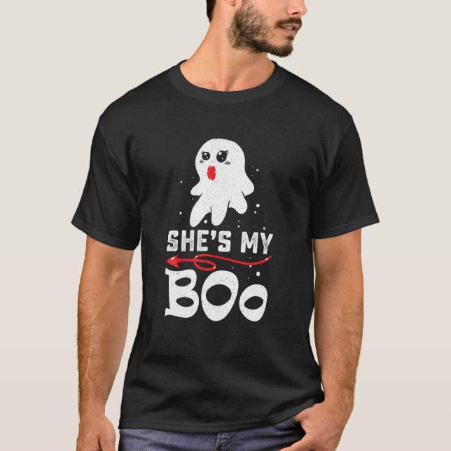 Camiseta Shes My Boo Cute Pareja Matanza Costume Halloween (Anverso)