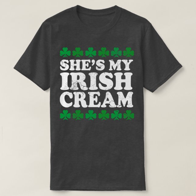 Camiseta Shes My Irish Cream St Patricks Day Parejas (Diseño del anverso)