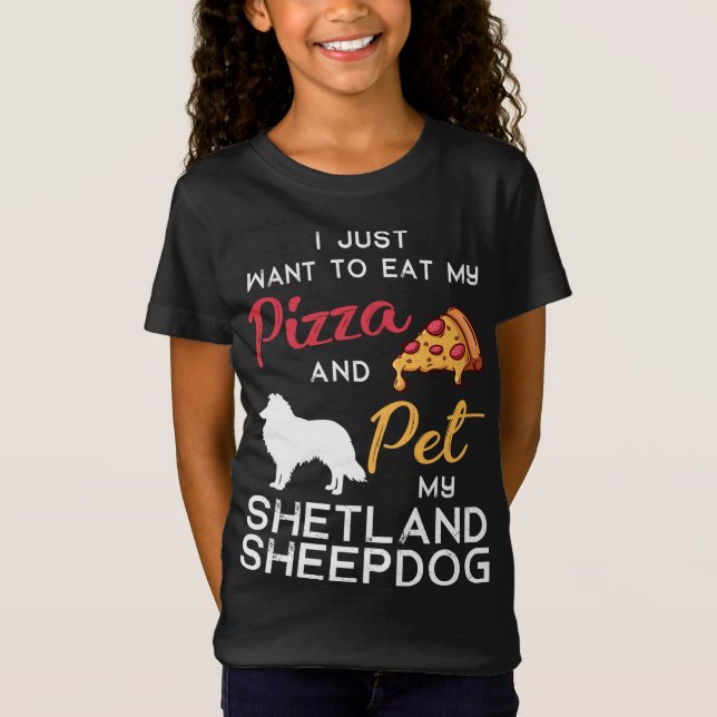 Camiseta Shetland Sheepdog Dog Pizza amante propietario Xma (Anverso)