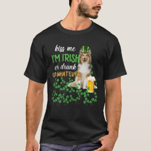 Camiseta Shetland Sheepdog Kiss, soy irlandés, ebrio o ¿por