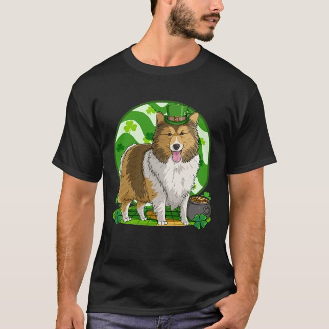 Camiseta Shetland Sheepdog Lucky Leprechaun Dog St Patricks (Anverso)